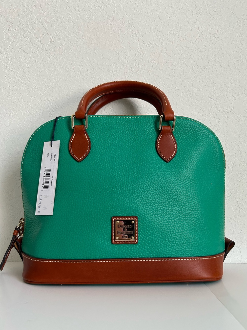 Dooney & Bourke Green Italian  Leather Domed Satchel